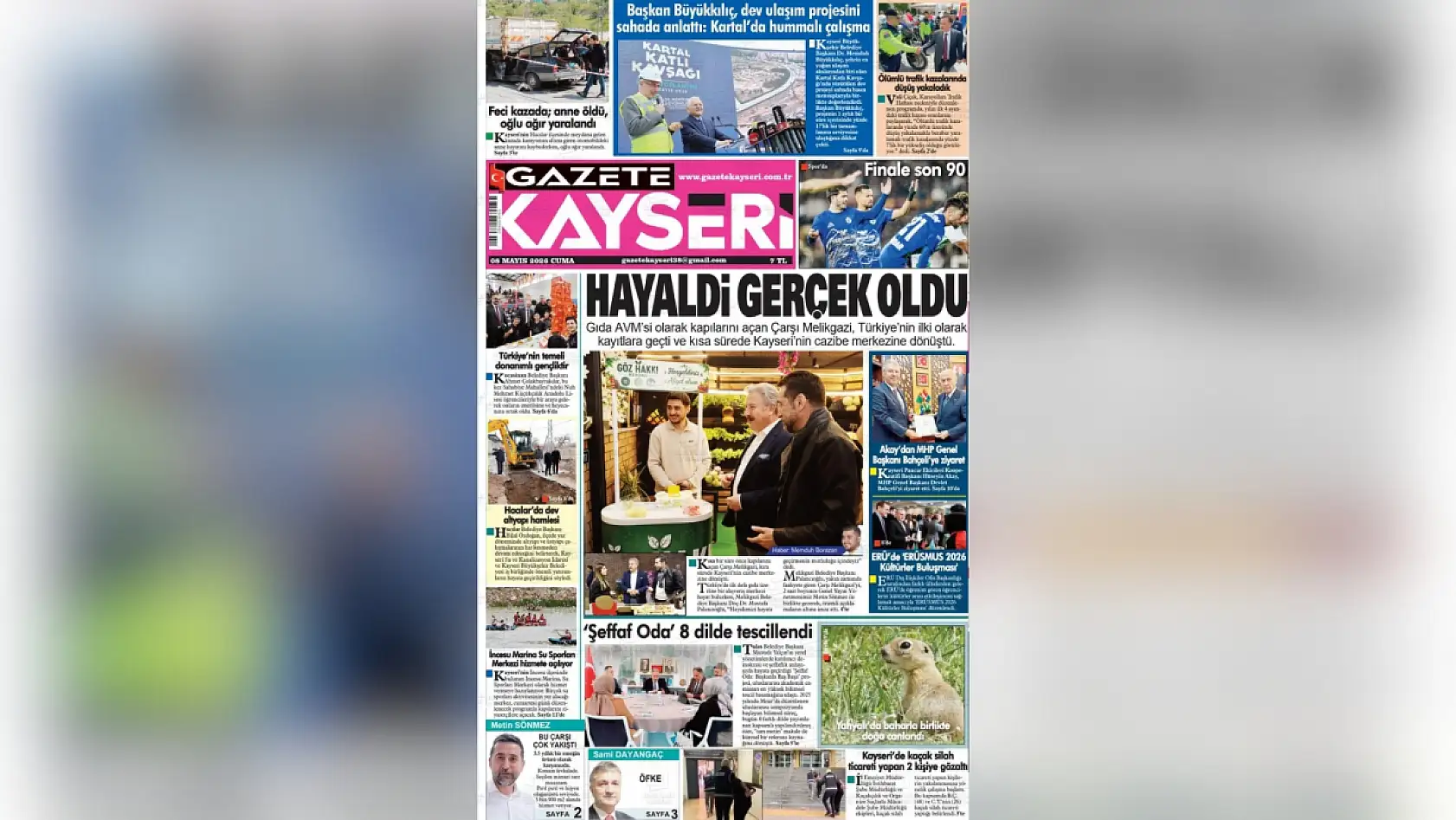 Kayseri'de yerel gazeteler 8 Mayıs Cuma sabahına hangi manşetlerle çıktı?