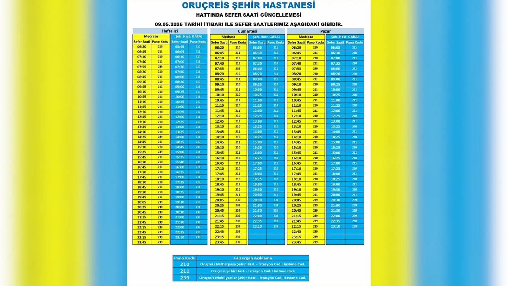 Kayseri'de 9 Mayıs Cumartesi günü itibariyle çok sayıda otobüs güzergahı ve sefer saatinde değişikliğe gidildi!
