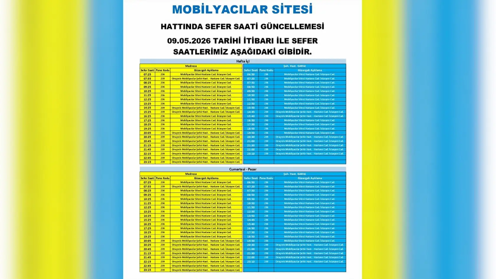 Kayseri'de 9 Mayıs Cumartesi günü itibariyle çok sayıda otobüs güzergahı ve sefer saatinde değişikliğe gidildi!