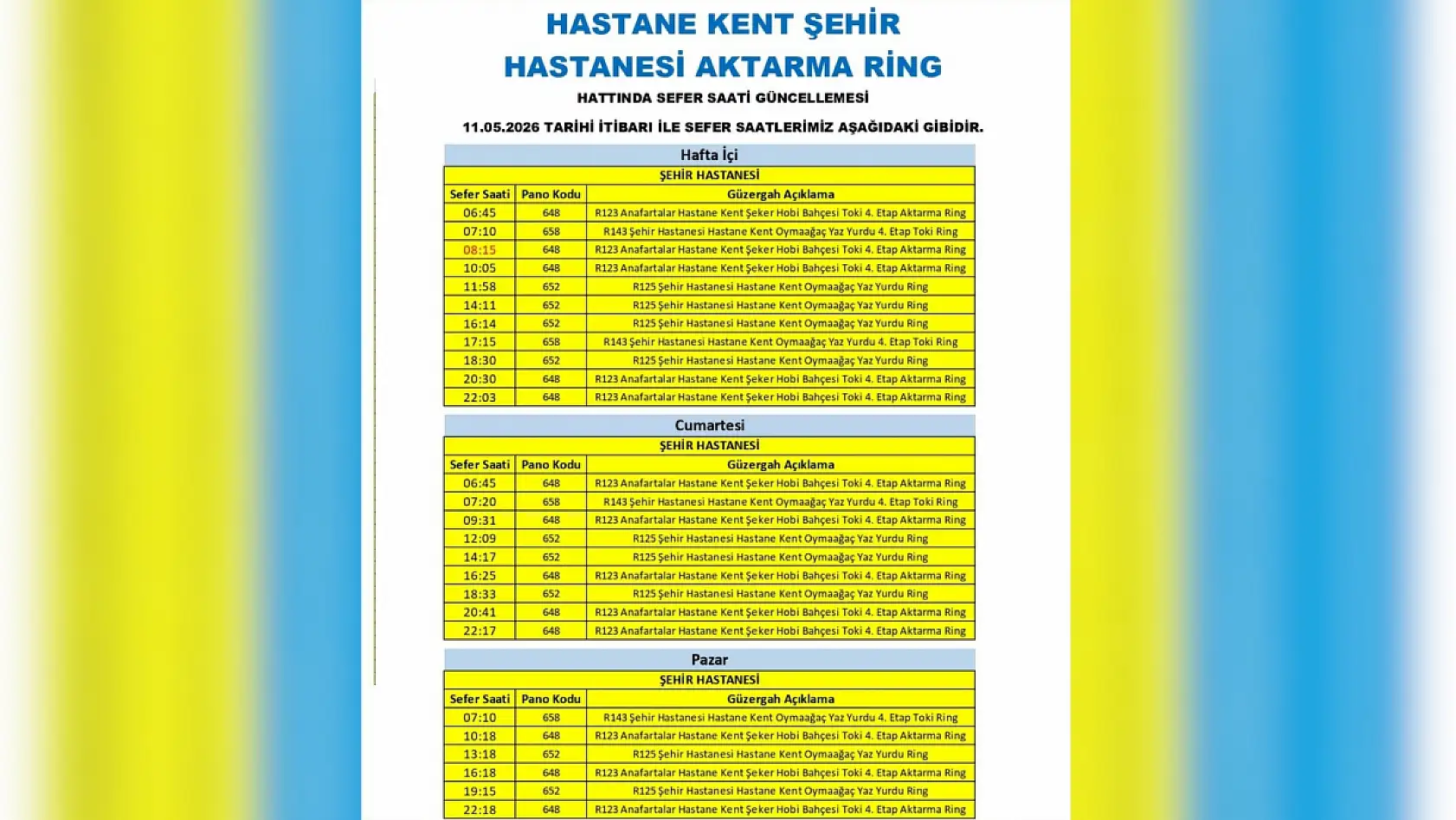 Kayseri'de 9 Mayıs Cumartesi günü itibariyle çok sayıda otobüs güzergahı ve sefer saatinde değişikliğe gidildi!