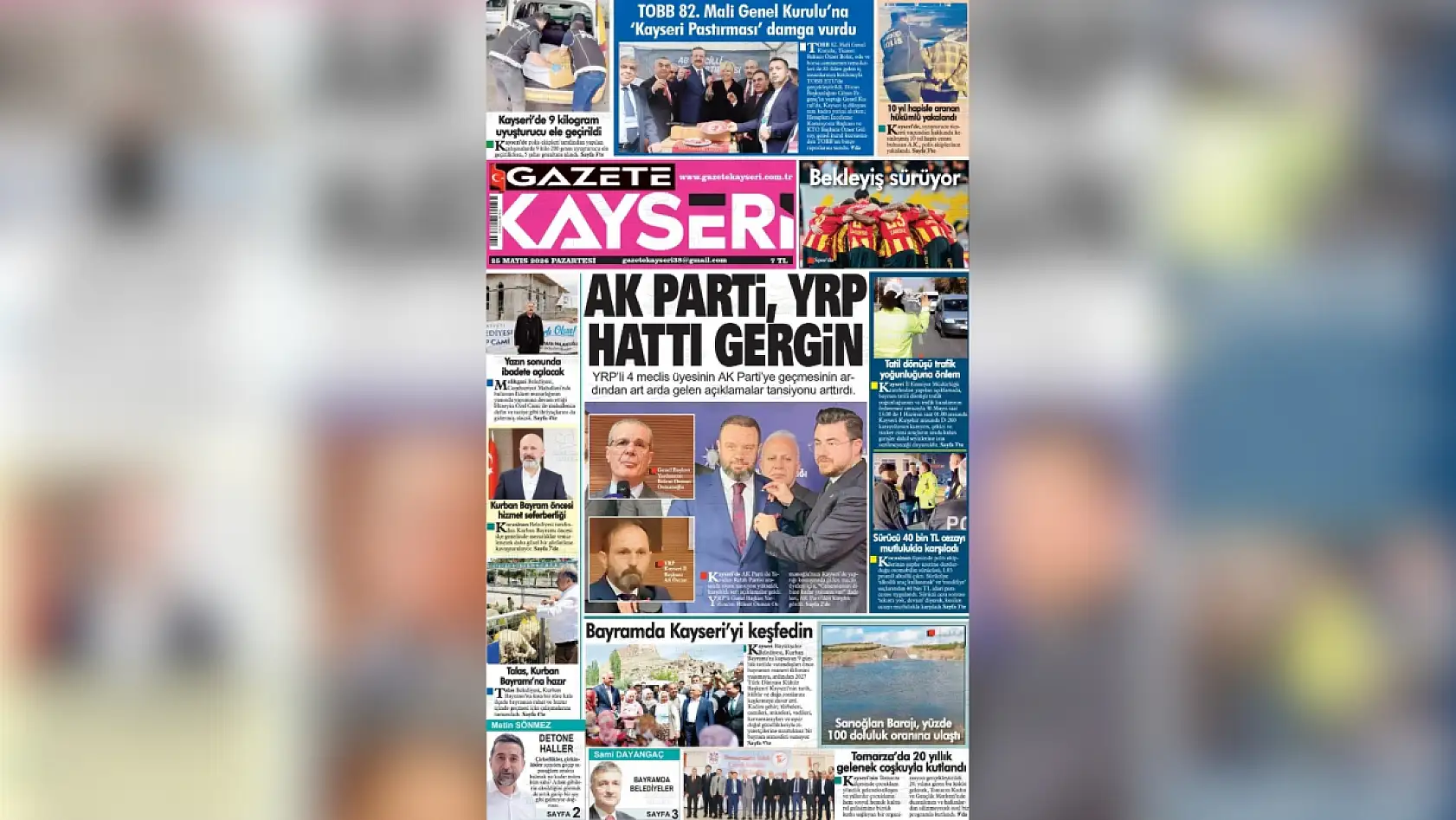 Kayseri yerel gazeteleri 25 Mayıs'a hangi manşetlerle çıktı?