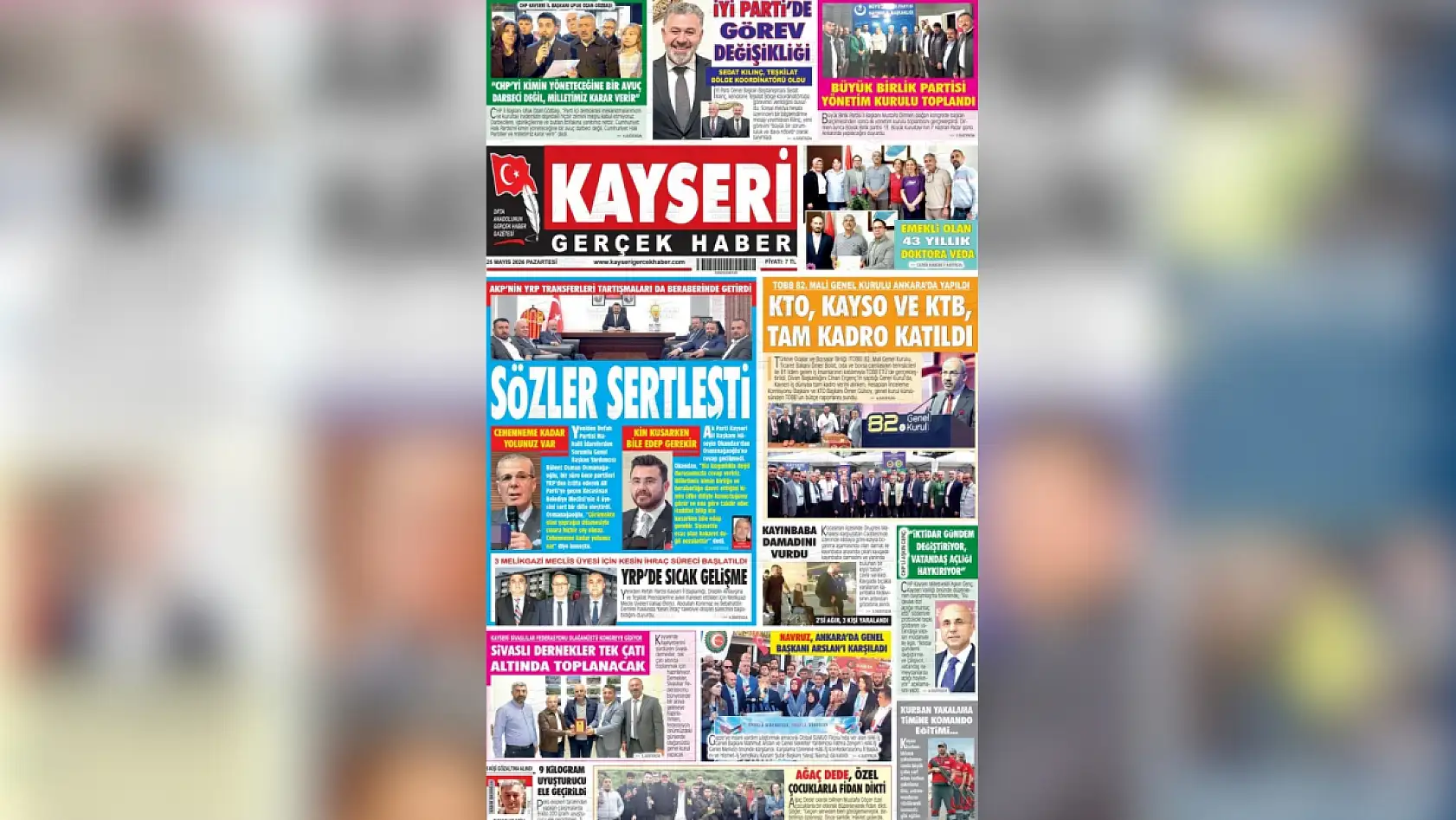 Kayseri yerel gazeteleri 25 Mayıs'a hangi manşetlerle çıktı?