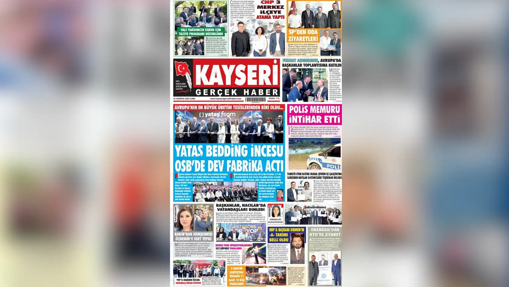 Kayseri yerel gazeteleri 19 Haziran sabahına hangi manşetlerle çıktı?