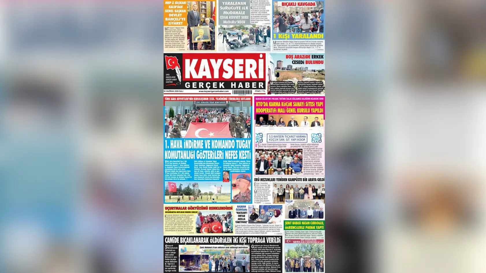 Kayseri gazeteleri Haziran ayının son gününü hangi manşetlerle karşıladı?