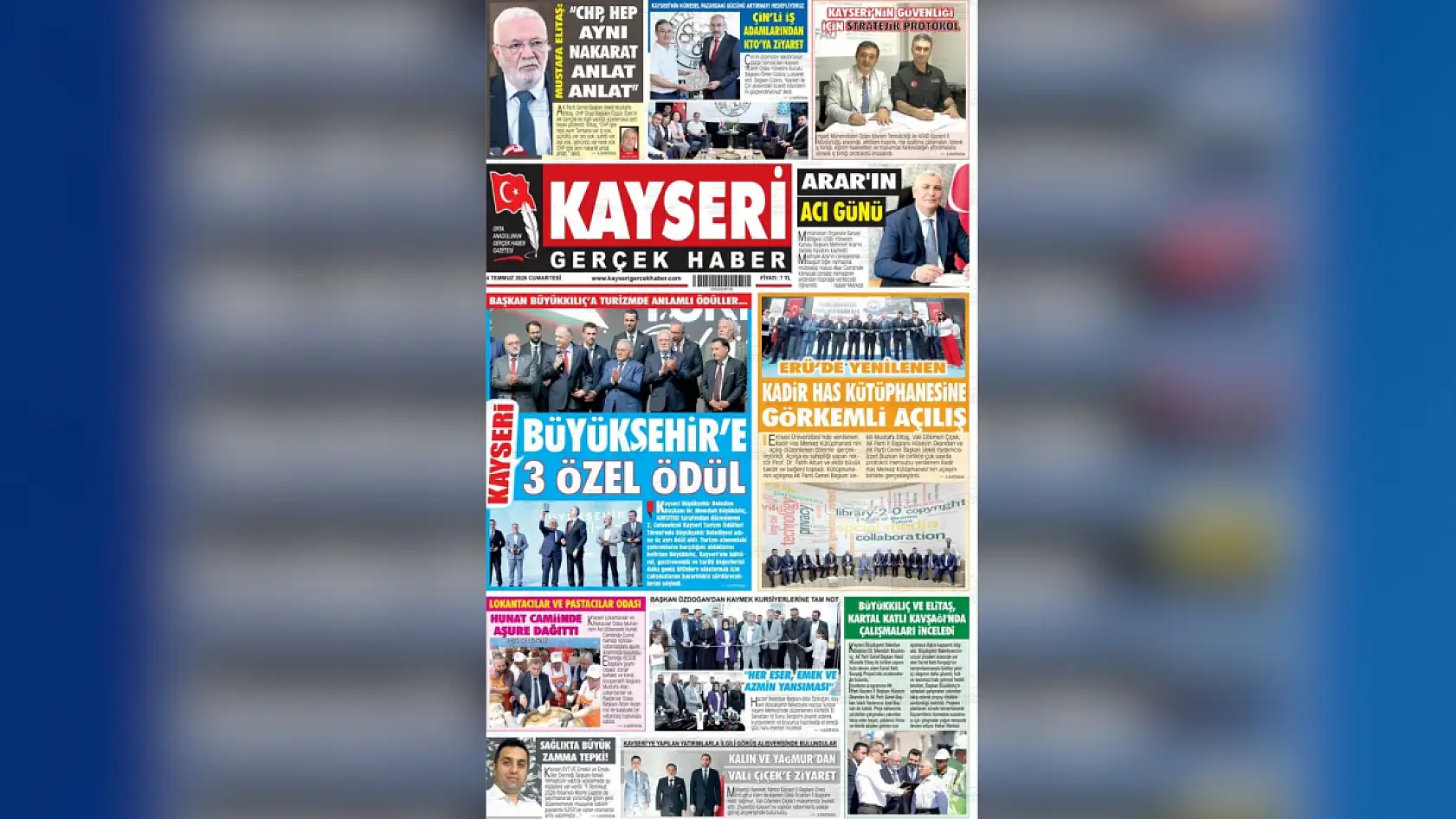 Kayseri yerel gazeteleri 4 Temmuz sabahına hangi manşetlerle çıktı?
