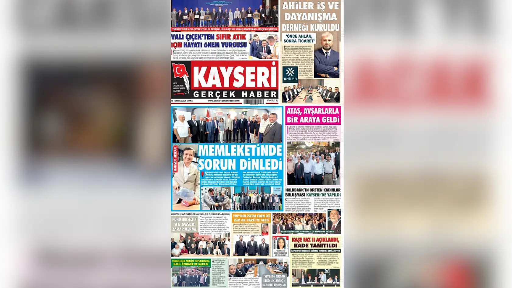 Kayseri'de 10 Temmuz sabahını yerel gazeteler hangi manşetlerle karşıladı?