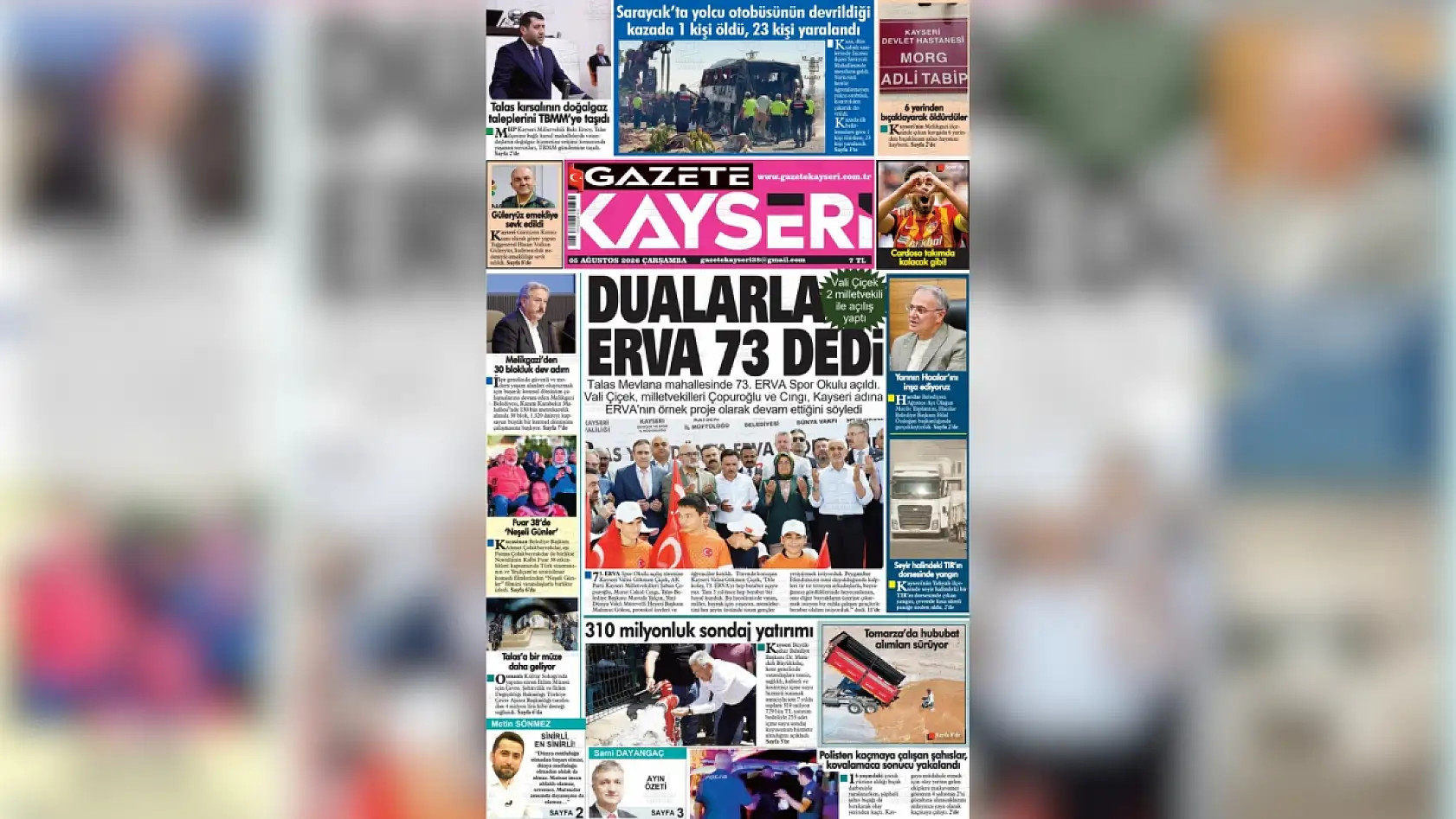 Kayseri yerel gazeteleri 5 Ağustos sabahına hangi manşetlere çıktı?