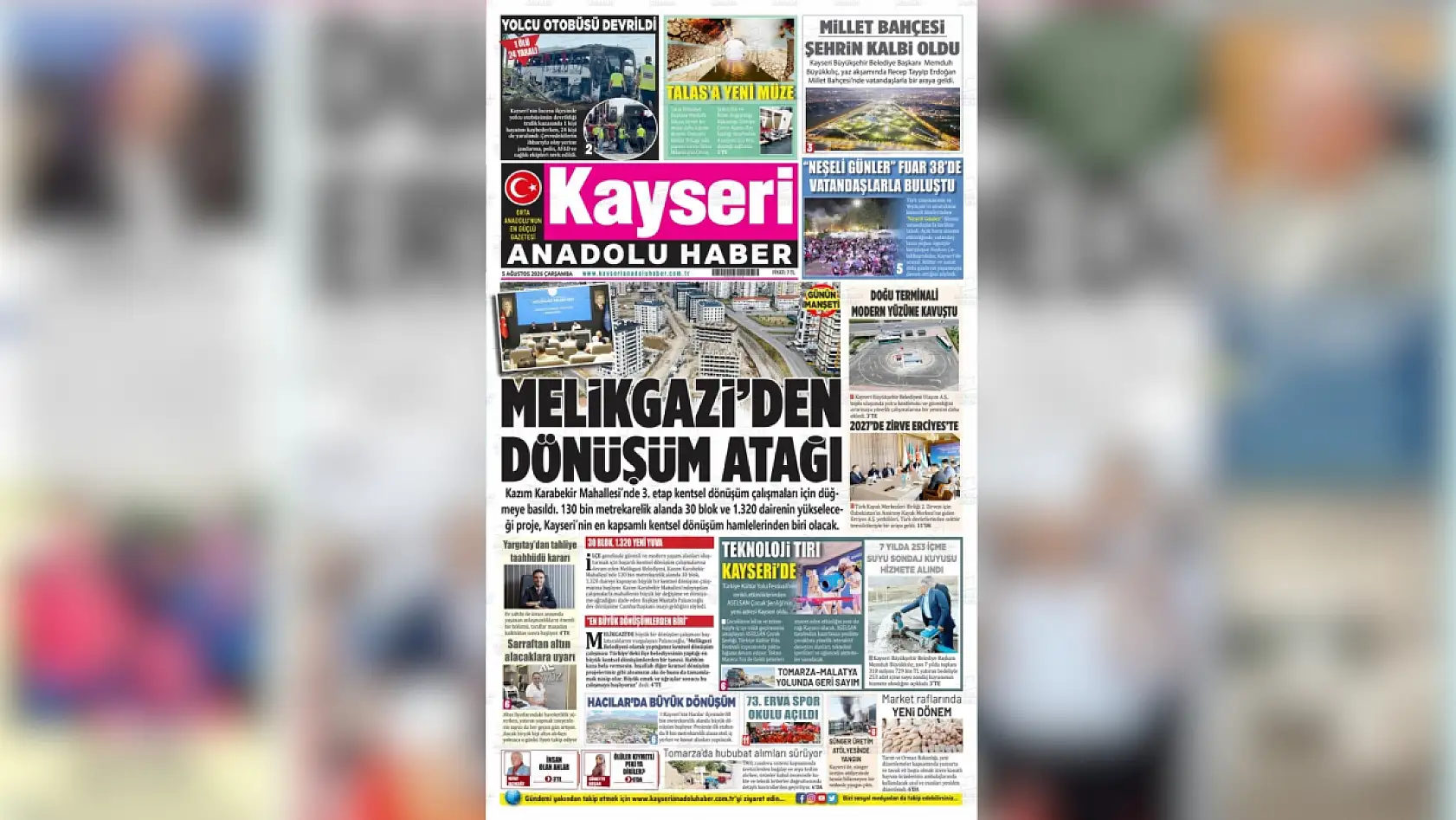 Kayseri yerel gazeteleri 5 Ağustos sabahına hangi manşetlere çıktı?
