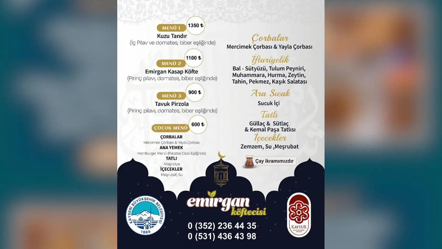 Kayseri'de belediye tesislerinin iftar menüsü fiyatları belli oldu: En pahalısı kaç lira?