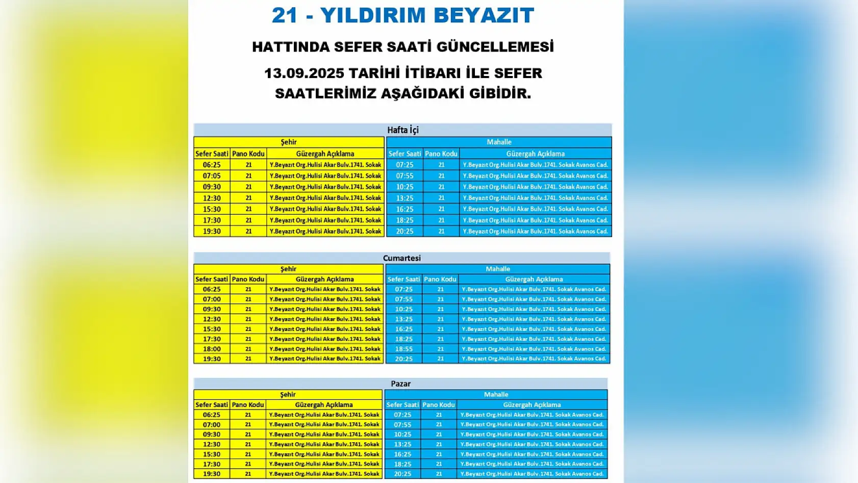 Kayseri'de toplu ulaşım düzenlemesi: Fakülte, Talas, Anayurt, İncesu, Kuruköprü, TOKİ, İbrahim Tennuri....