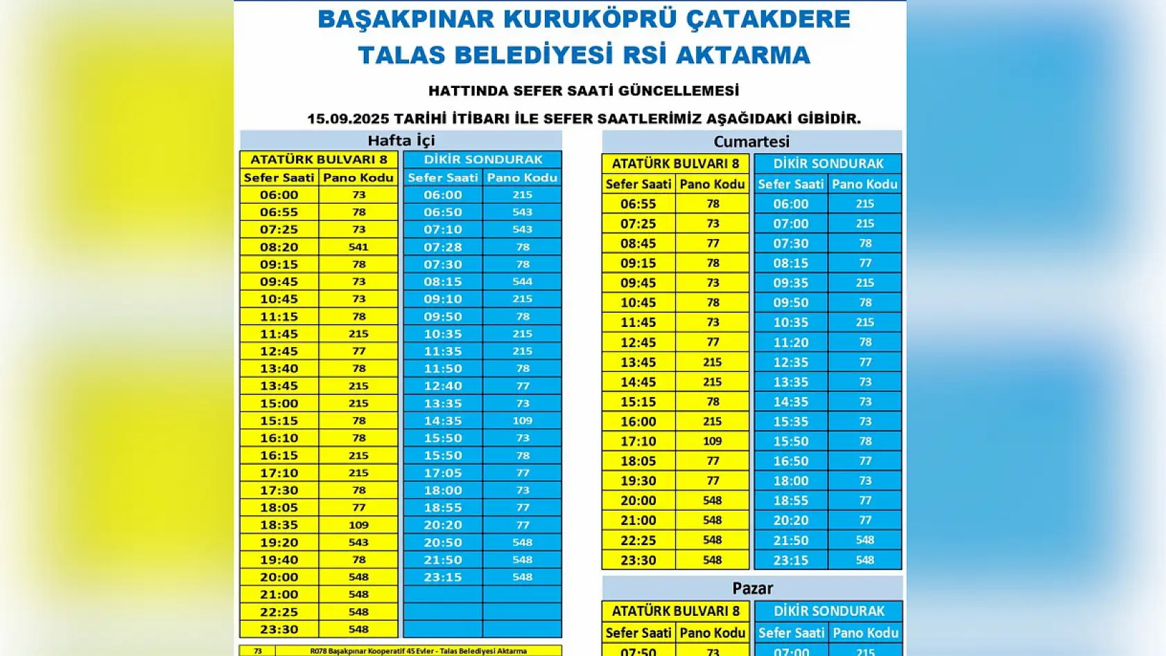 Kayseri'de toplu ulaşım düzenlemesi: Fakülte, Talas, Anayurt, İncesu, Kuruköprü, TOKİ, İbrahim Tennuri....