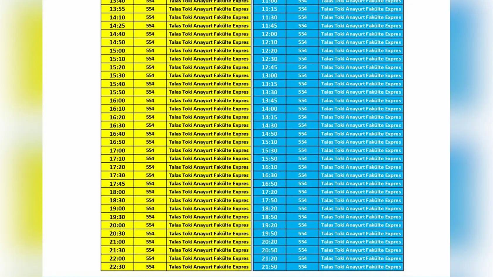 Kayseri'de toplu ulaşım düzenlemesi: Fakülte, Talas, Anayurt, İncesu, Kuruköprü, TOKİ, İbrahim Tennuri....