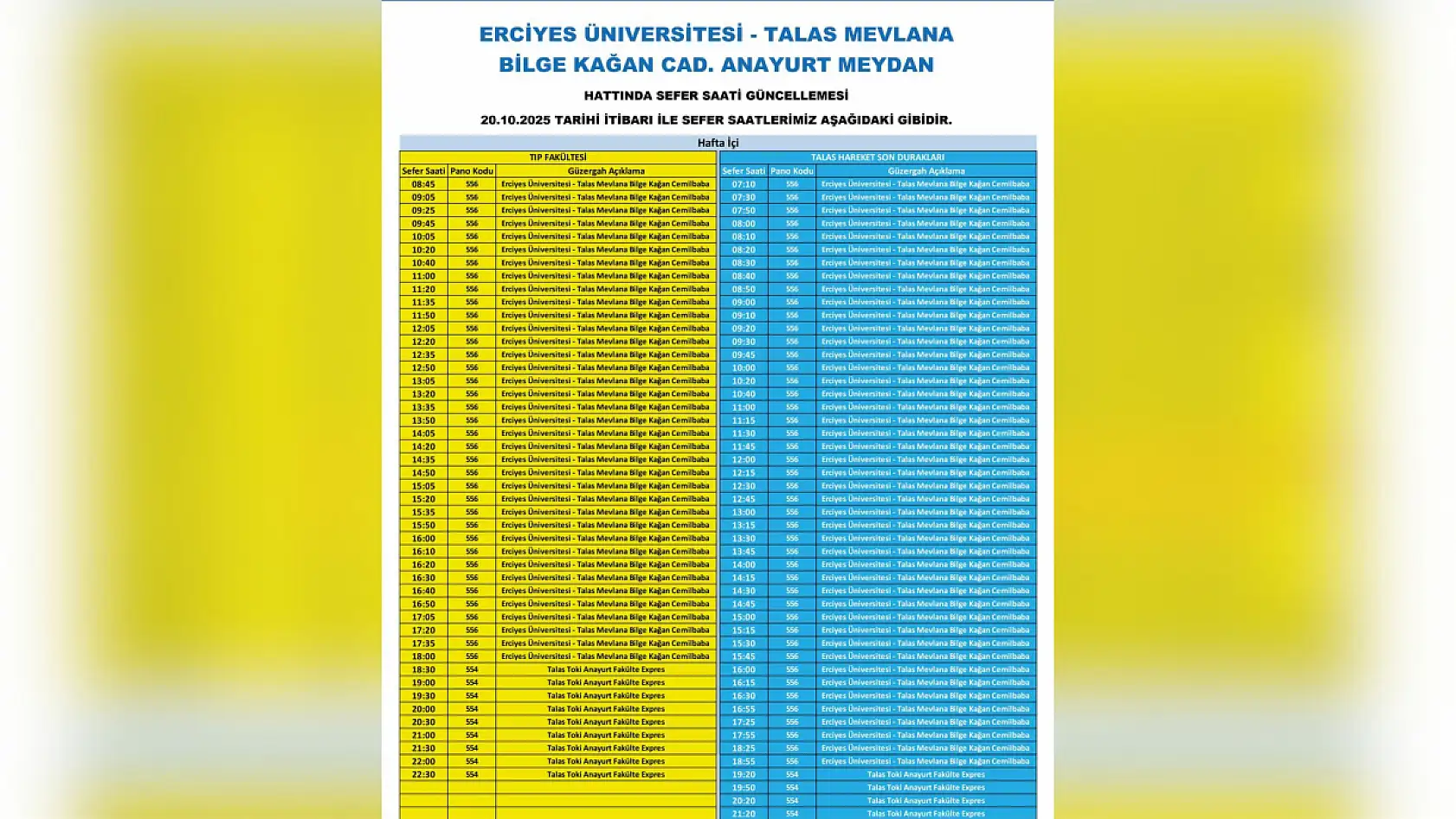 Kayseri'de 12 toplu taşıma güzergahında kritik değişiklik: Sefer saatleri güncellendi!