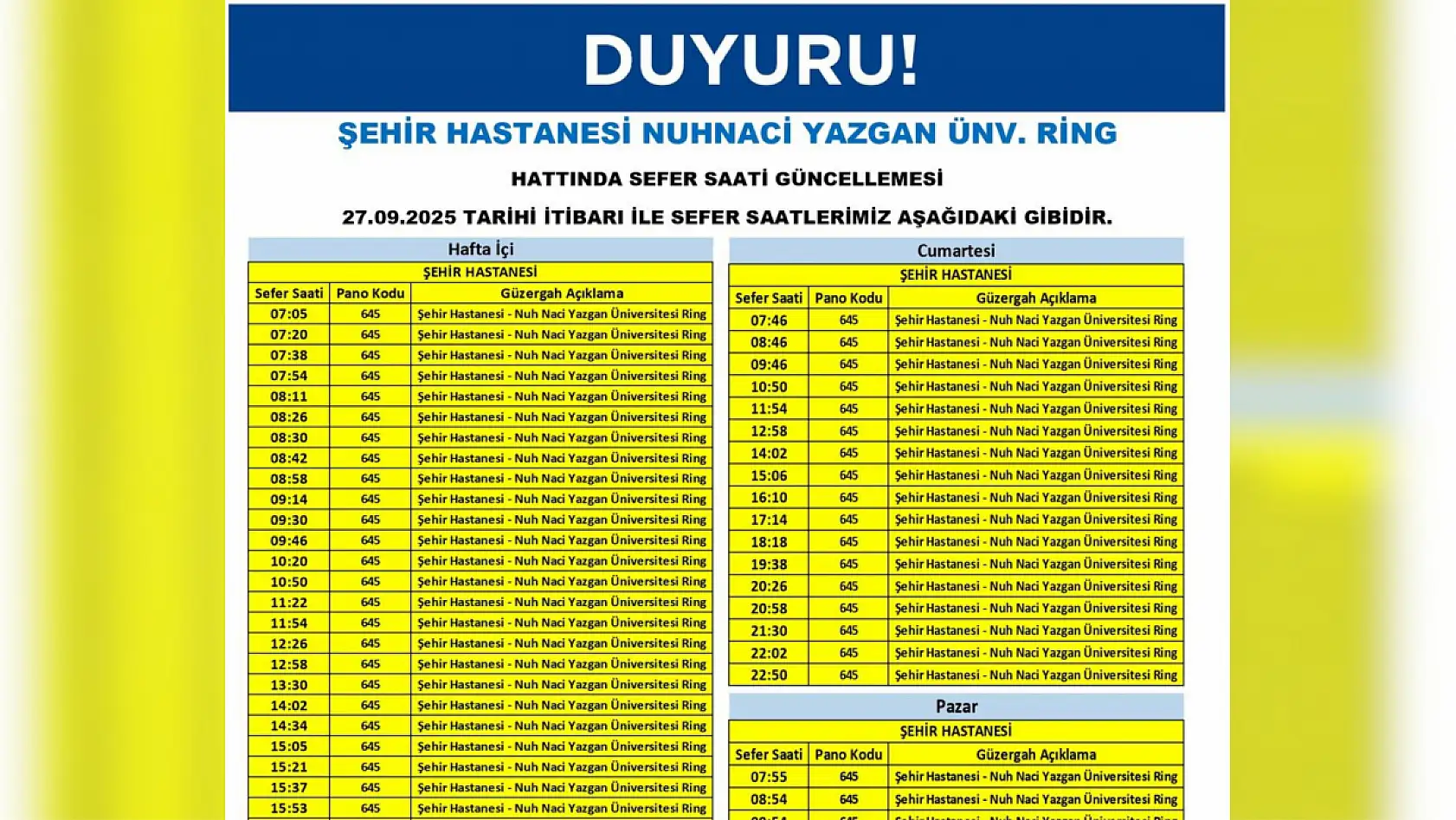 Kayseri'de toplu ulaşım düzenlemesi gerçekleştirildi: Şehir Hastanesi, Başakpınar, Kuruköprü ve Kepez...