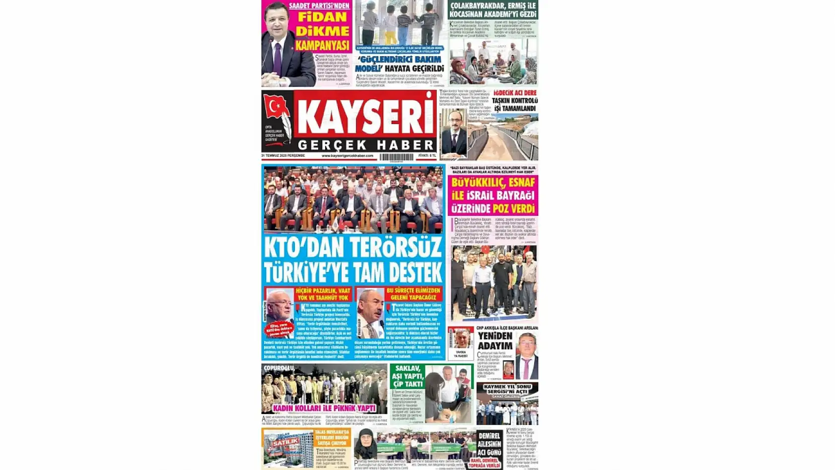 Kayseri gazeteleri 31 Temmuz Perşembe gündemi – İşte öne çıkan manşetler!