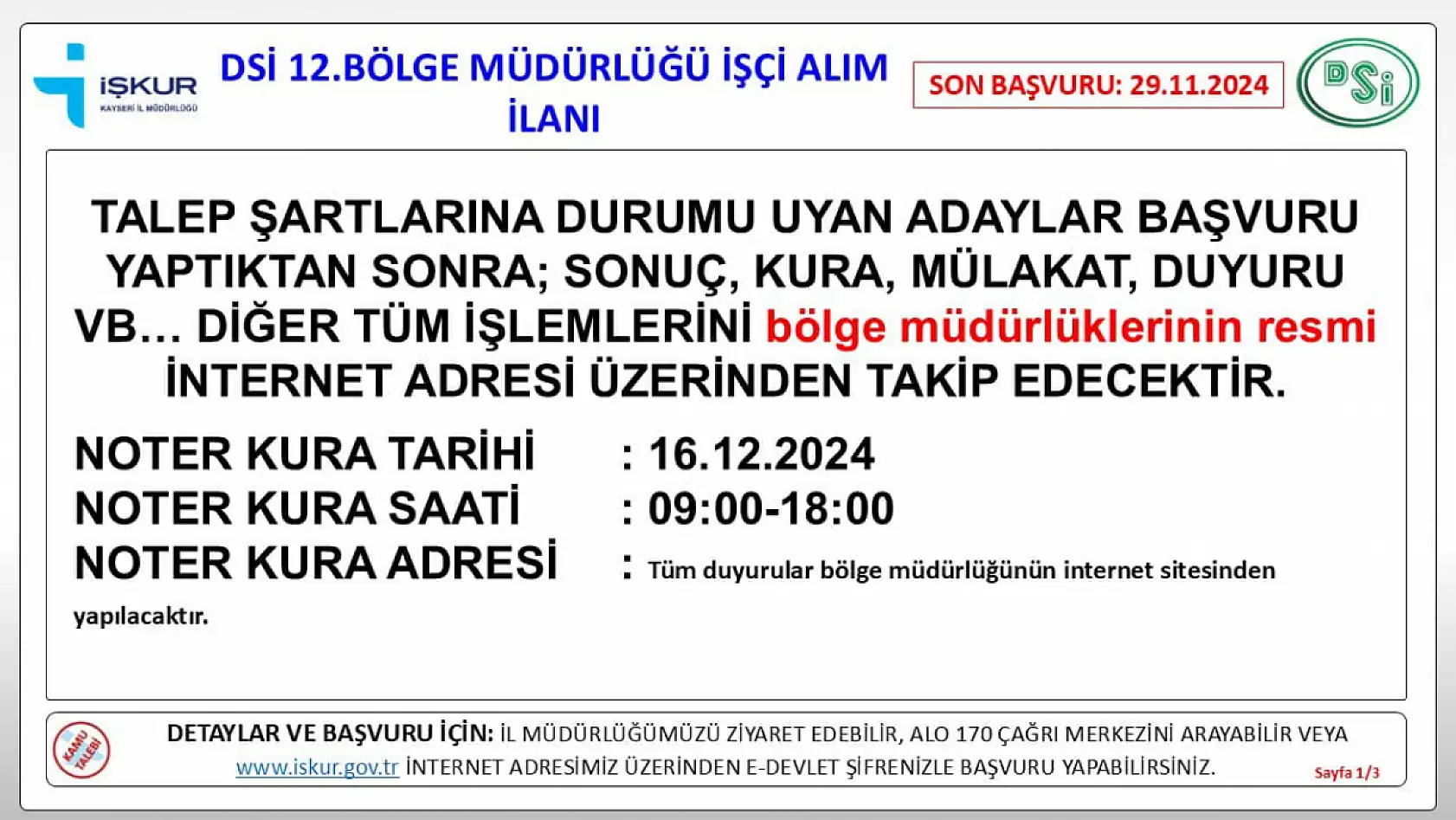 Devlet Su İşleri Bölge Müdürlüğü KPSS şartı olmadan personel alıyor