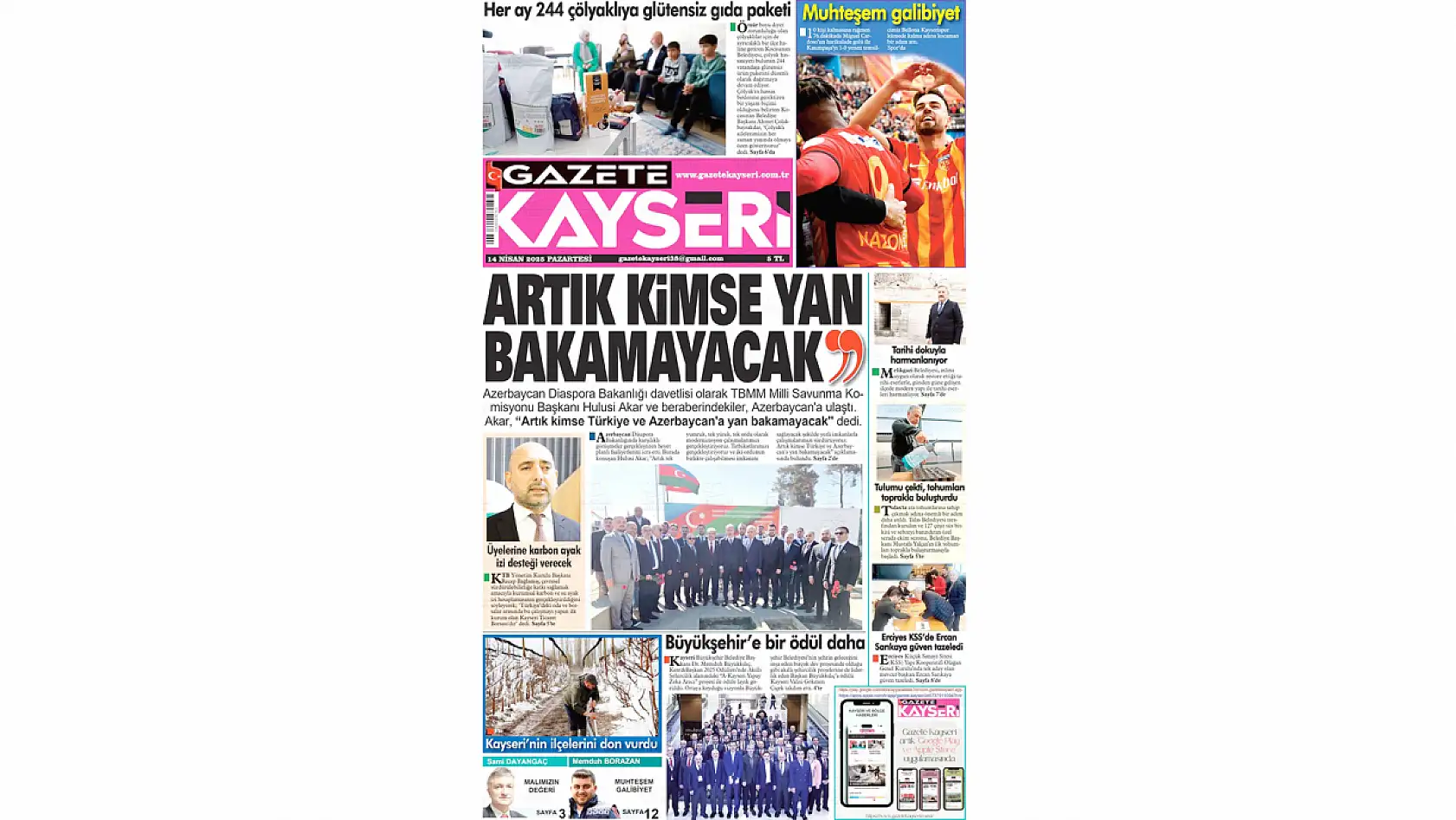 Kayseri Gazeteleri'nde 14 Nisan 2025 gündemi - Yerel basında öne çıkan manşetler...