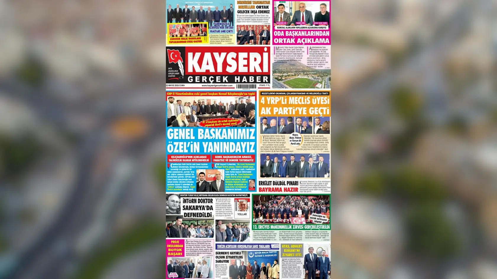 Kayseri yerel gazeteleri 22 Mayıs Cuma gününü hangi manşetlerle karşıladı?
