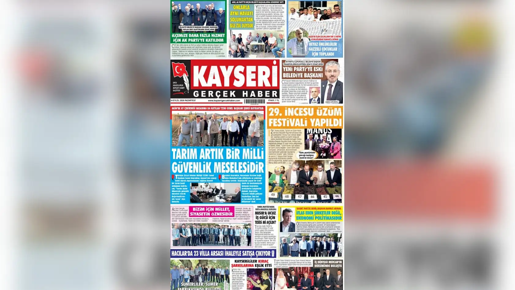 Kayseri yerel gazeteleri bugünü hangi manşeterle karşıladı? (14 Eylül)