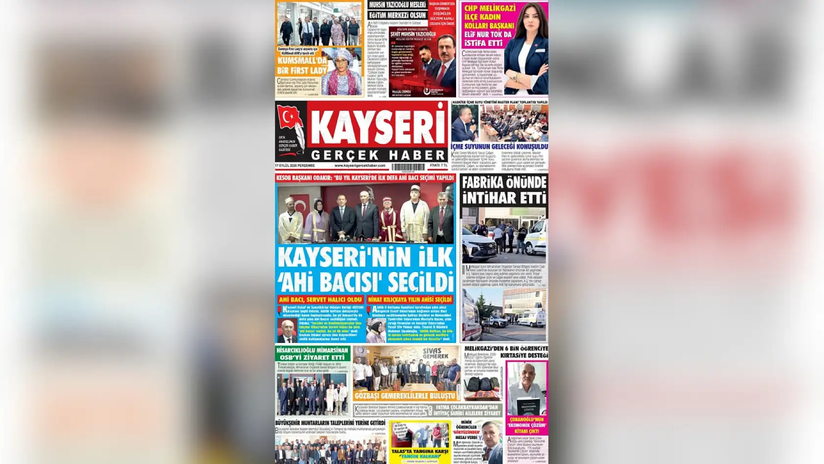 Kayseri yerel gazeteleri 17 Eylül sabahına hangi manşeterle çıktı?