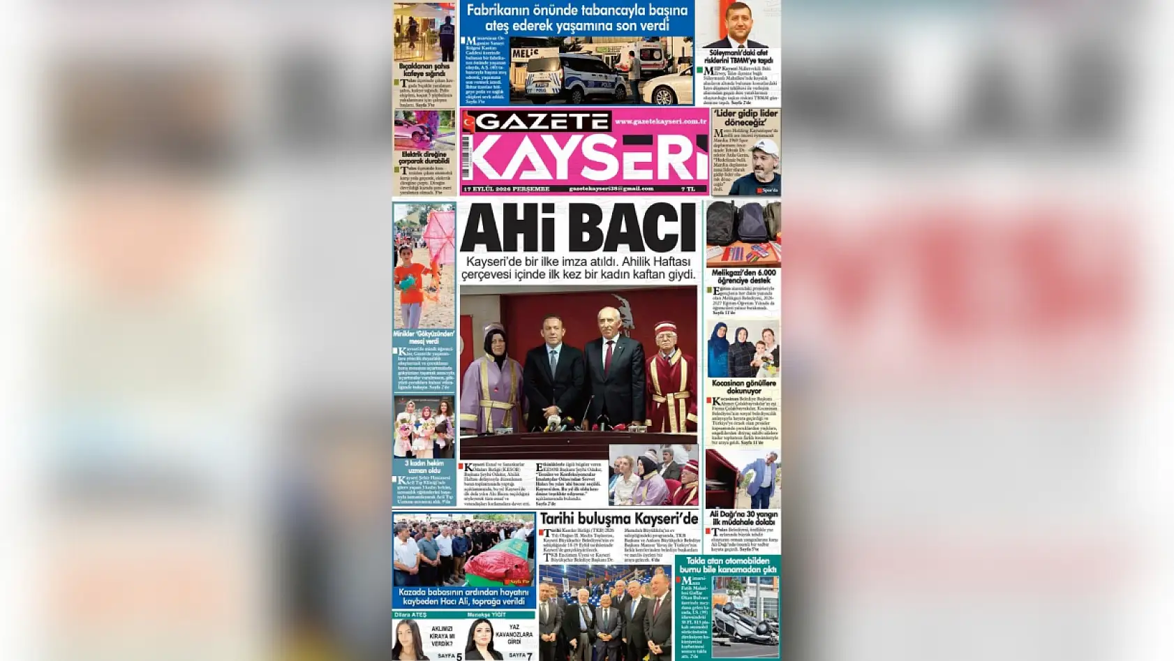 Kayseri yerel gazeteleri 17 Eylül sabahına hangi manşeterle çıktı?