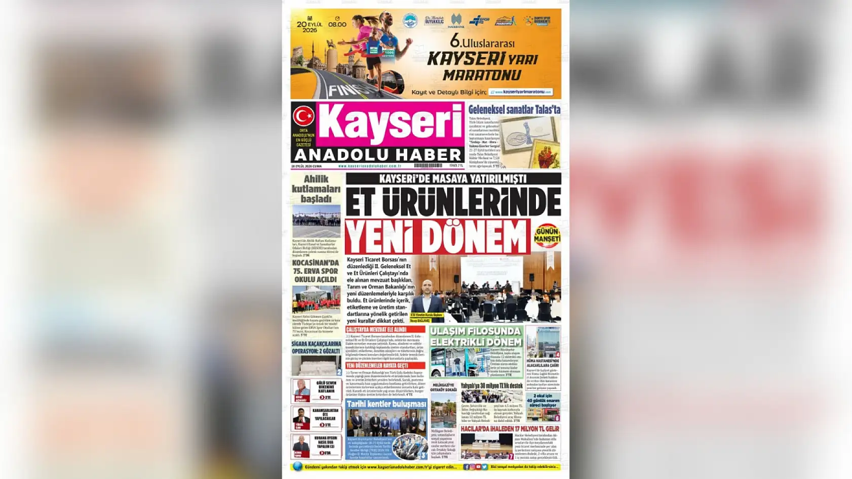 Kayseri yerel gazeteleri 18 Eylül sabahına hangi manşetlerle çıktı?