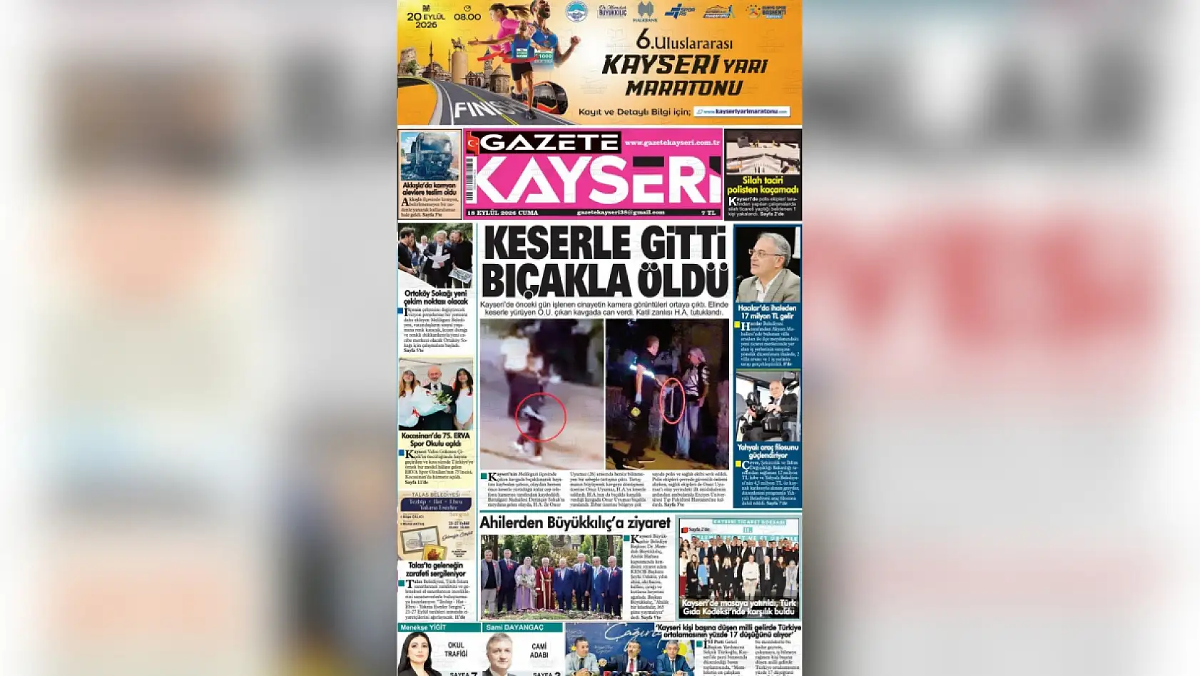 Kayseri yerel gazeteleri 18 Eylül sabahına hangi manşetlerle çıktı?