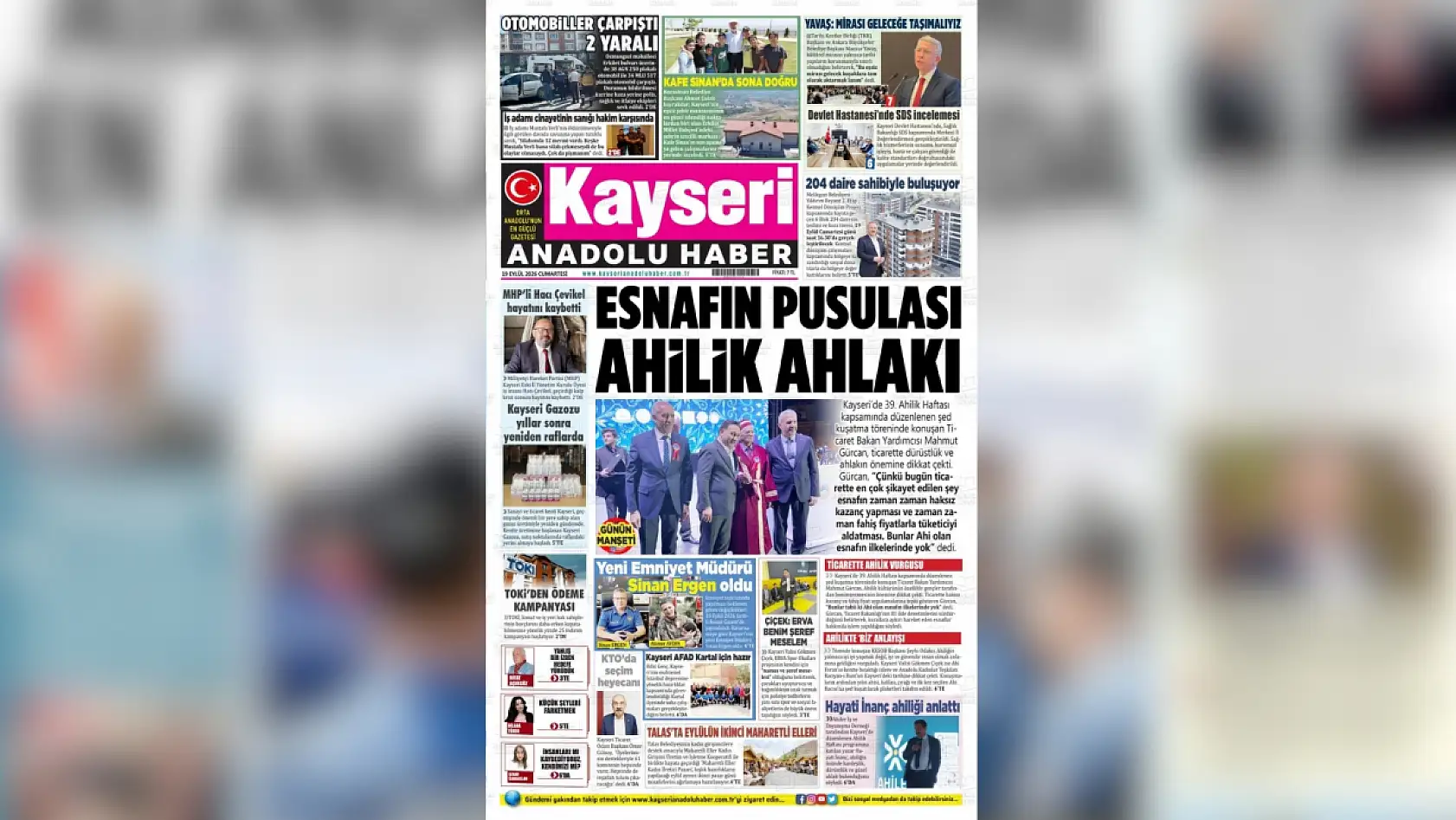 Kayseri yerel gazeteleri 19 Eylül sabahını hangi manşetlerle karşıladı?