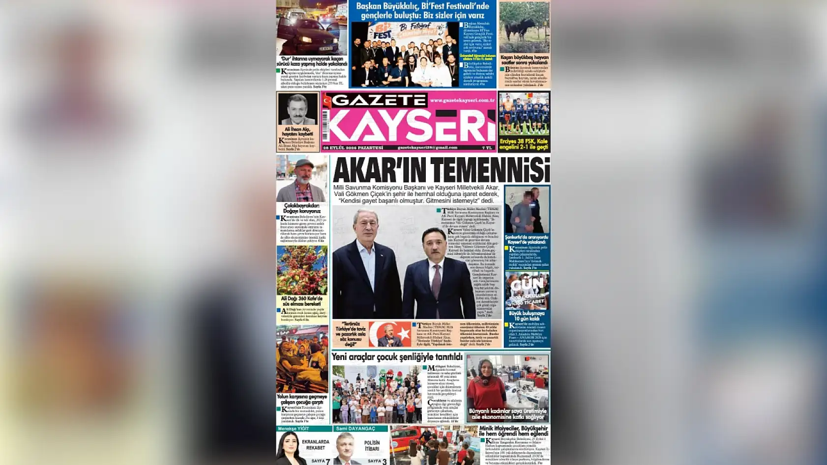 Kayseri yerel gazeteleri 28 Eylül sabahına hangi manşetlerle çıktı?