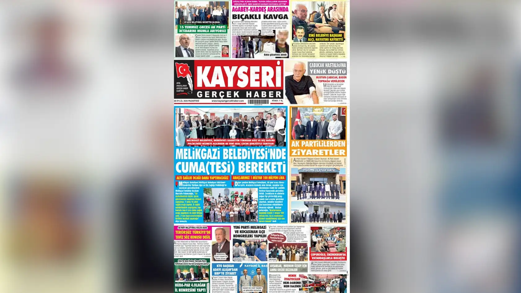 Kayseri yerel gazeteleri 28 Eylül sabahına hangi manşetlerle çıktı?