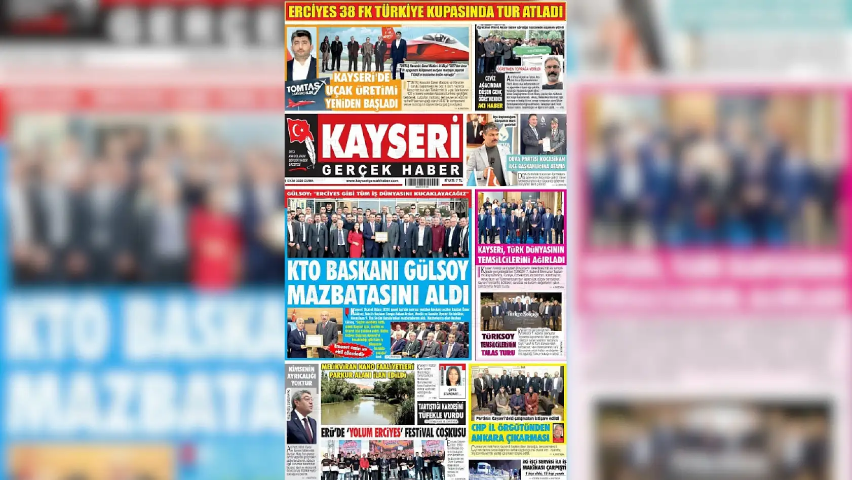 Kayseri yerel gazeteleri bugün hangi manşetlerle öne çıktı? (9 Ekim 2026 Cuma)