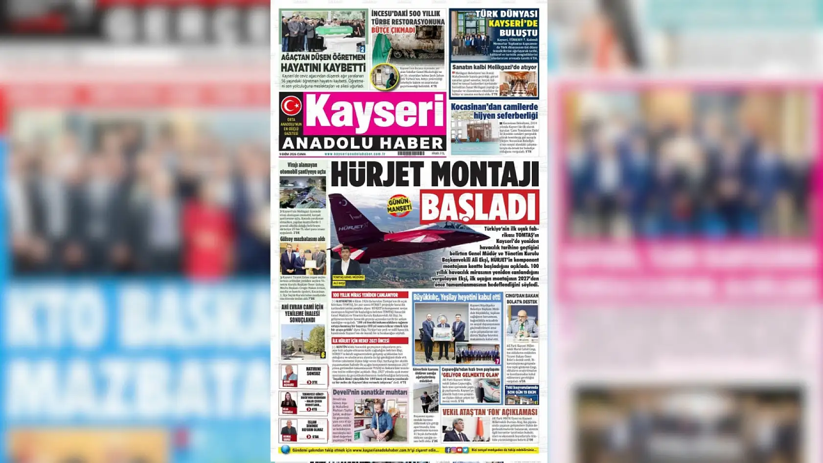 Kayseri yerel gazeteleri bugün hangi manşetlerle öne çıktı? (9 Ekim 2026 Cuma)