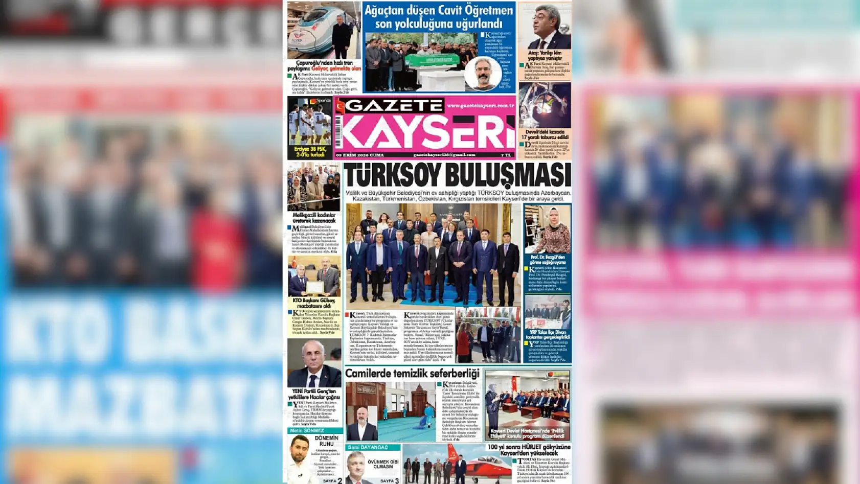 Kayseri yerel gazeteleri bugün hangi manşetlerle öne çıktı? (9 Ekim 2026 Cuma)