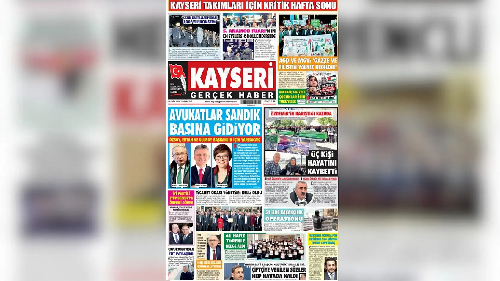 Kayseri yerel gazeteleri 10 Ekim sabahına hangi manşetlerle çıktı?