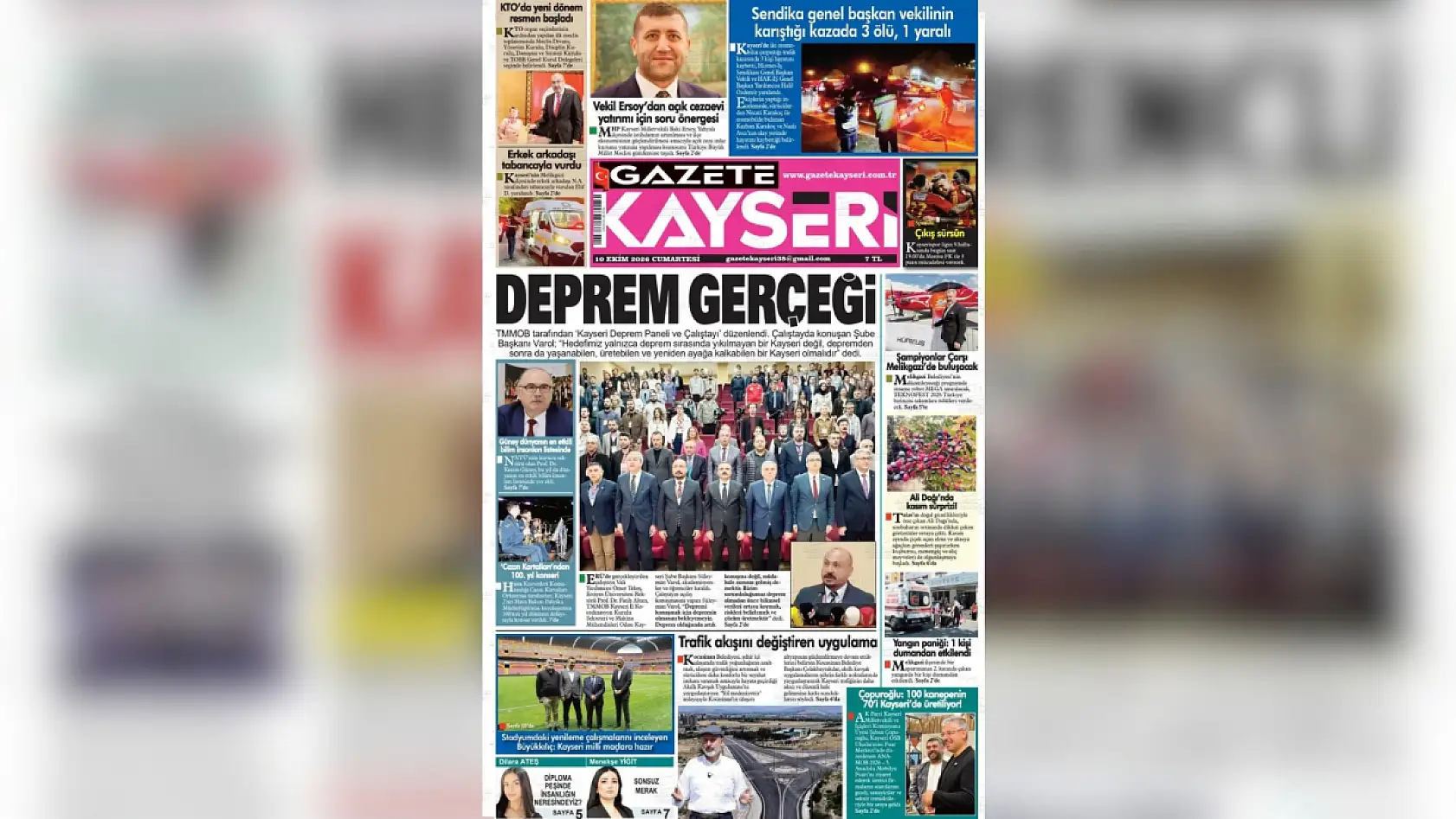 Kayseri yerel gazeteleri 10 Ekim sabahına hangi manşetlerle çıktı?