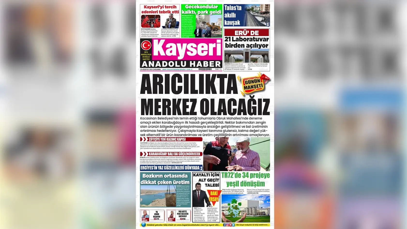 Kayseri yerel gazeteleri bugün hangi manşetlerle çıktı? (19 Ağustos 2026)