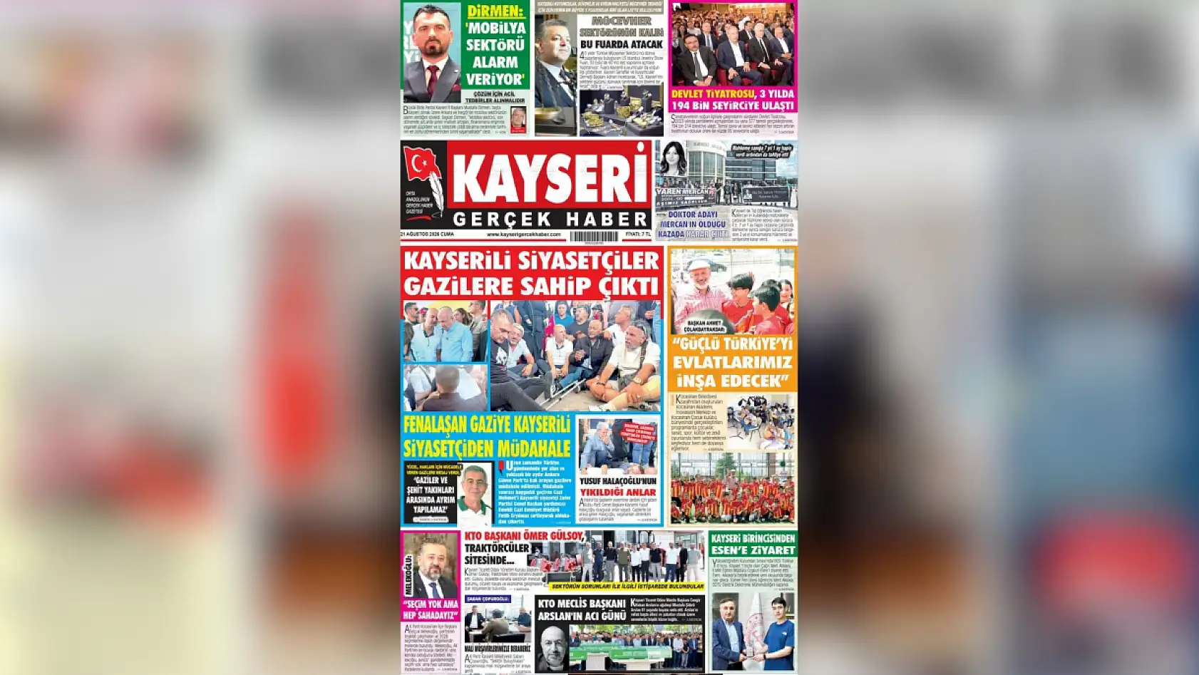 Kayseri yerel gazeteleri bugün hangi manşetlerle öne çıktı? (21 Ağustos 2026 Cuma)