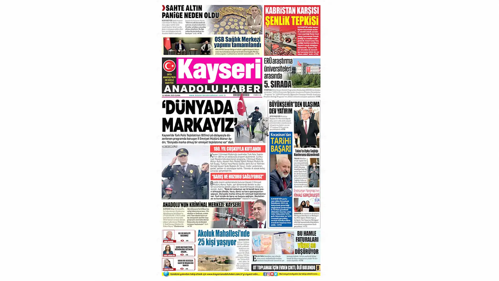 Kayseri Gazeteleri 11 Nisan 2025 gündemi - Yerel basında öne çıkan manşetler...