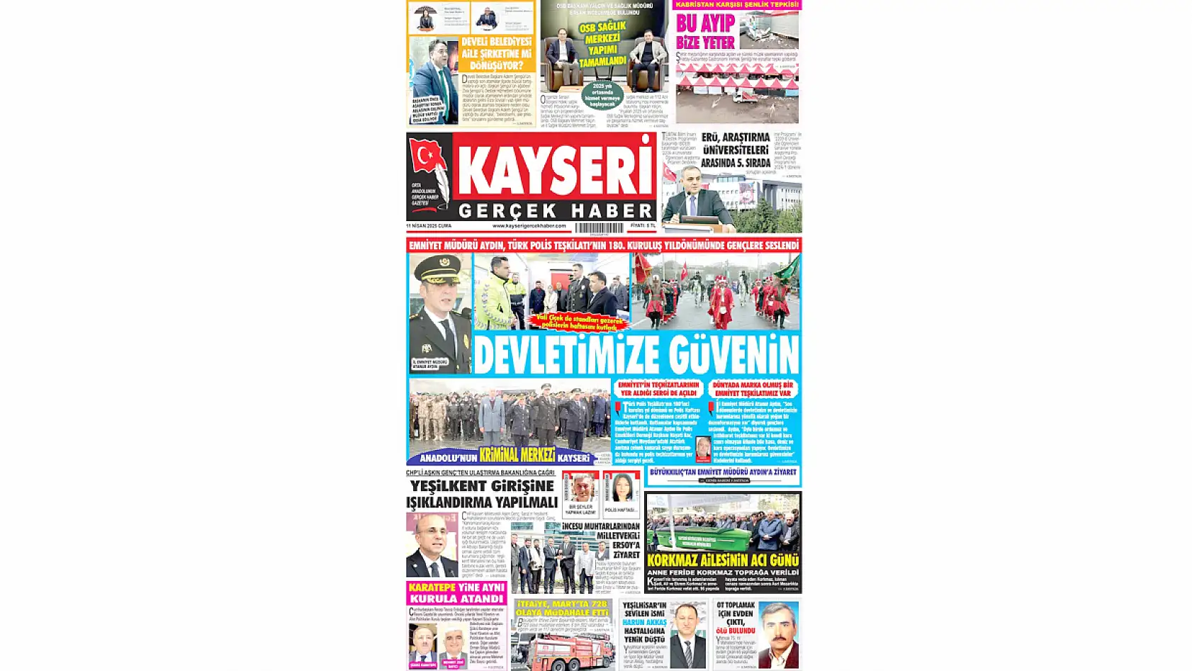Kayseri Gazeteleri 11 Nisan 2025 gündemi - Yerel basında öne çıkan manşetler...