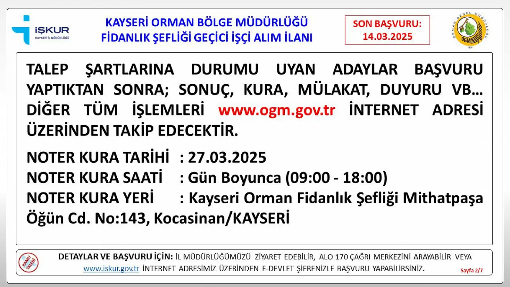 Kayseri'de OGM alımı için detaylar belli oldu: İŞKUR üzerinden başvurular başladı!