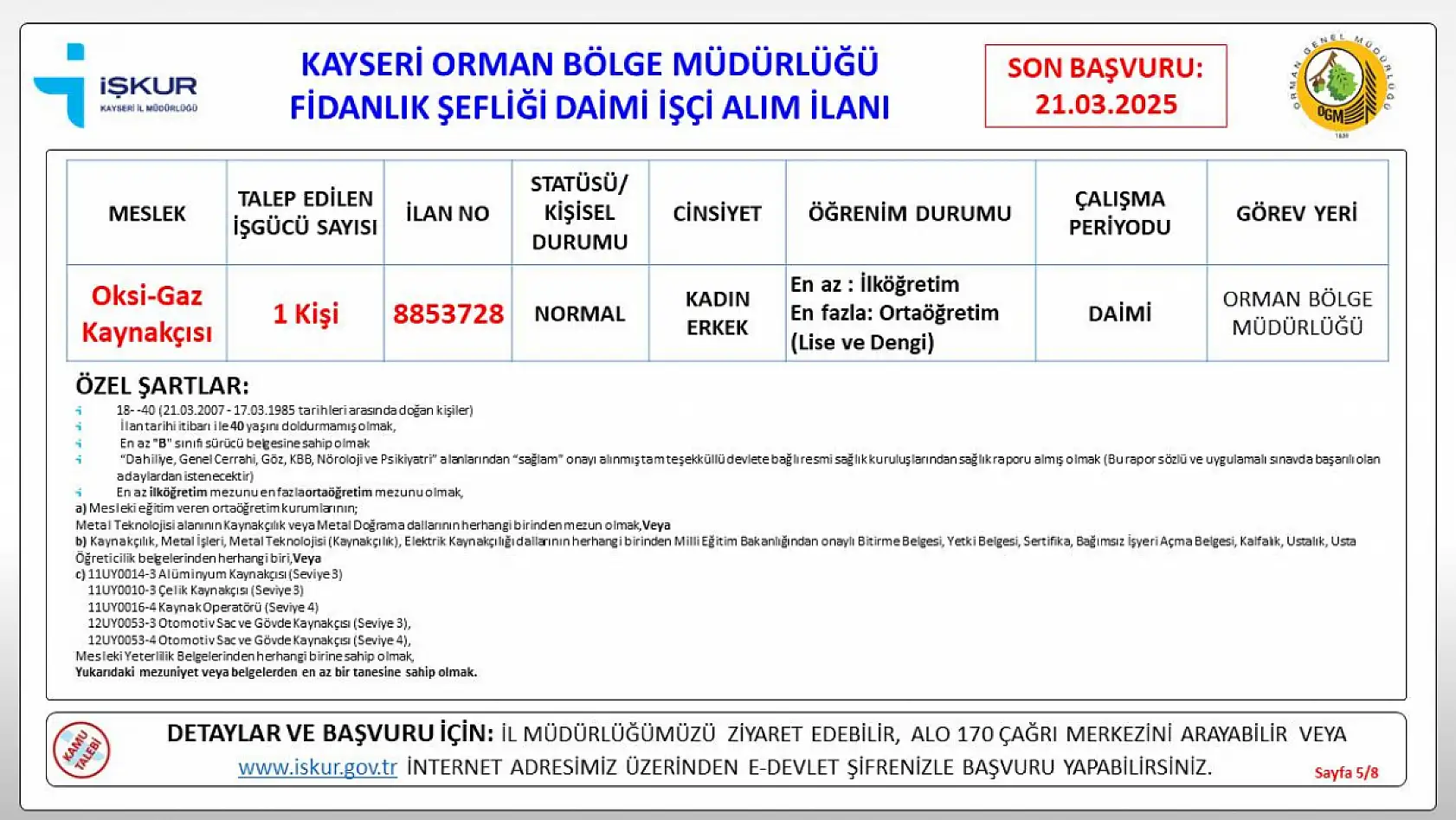 Kayseri'de daimi işçi alımı için süreç başlıyor: İşte şartlar…