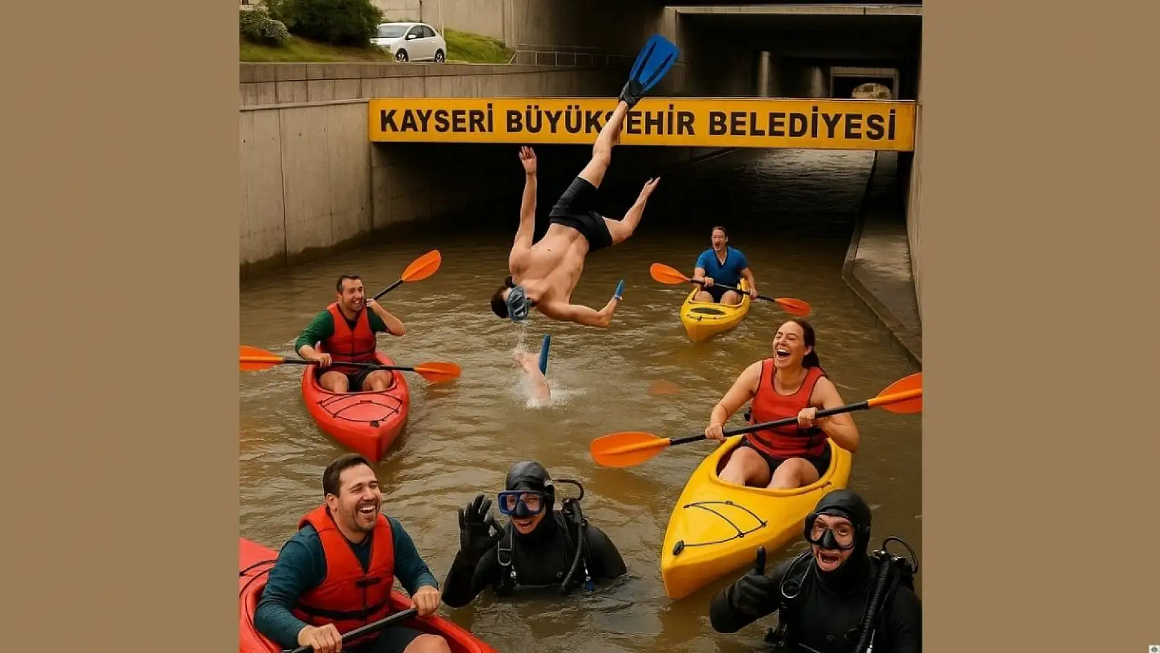 Kayseri'ye 5 dakika yetti: Mizahla da harmanlanan o görüntüler!