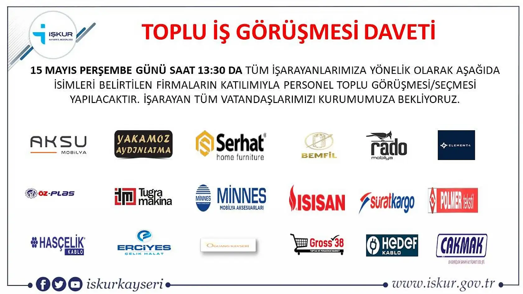 Kayseri'de İŞKUR büyük buluşmayı duyurdu: 18 Firma 350 personel alımı gerçekleştirecek! İşte tüm detaylar