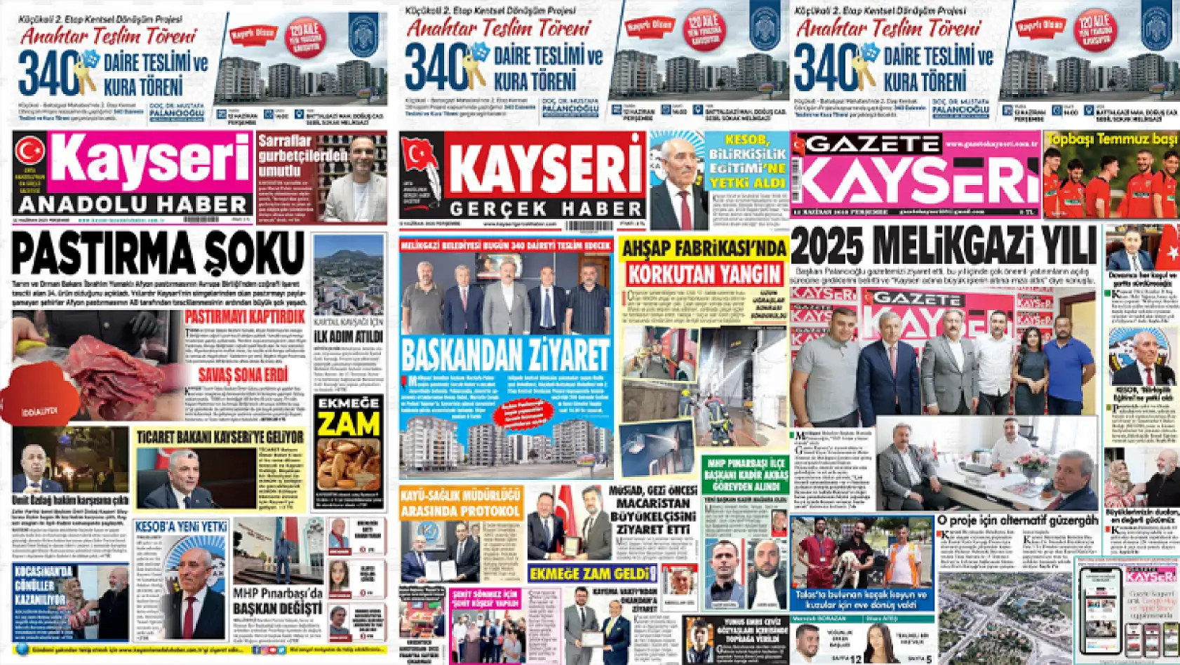 Kayseri yerel gazeteleri şehrin gündemini belirledi – İşte 12 Haziran öne çıkan manşetler!