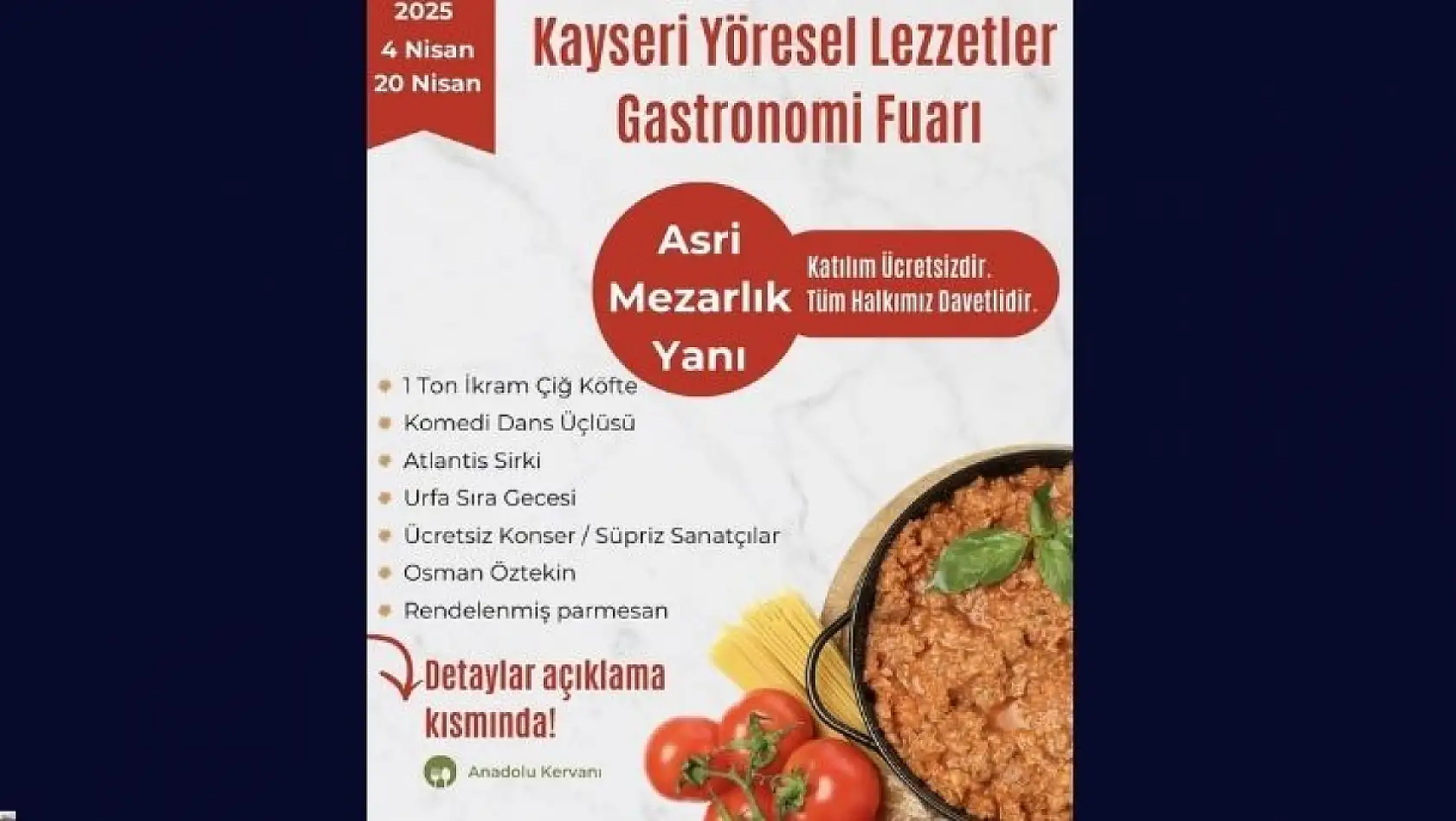 Kayseri'de ücretsiz lezzet şöleni: Yöresel gastronomi fuarı başlıyor!