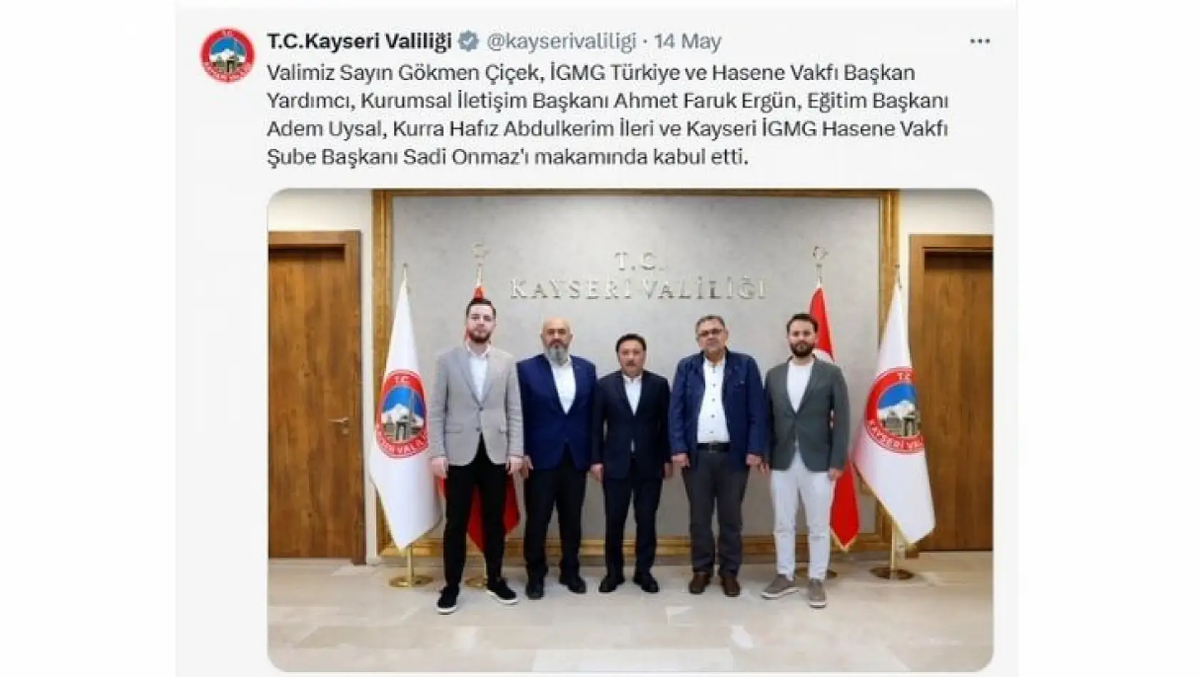 Kayseri'de 14 Mayıs Çarşamba günü sosyal medya hesaplarında neler paylaşıldı?