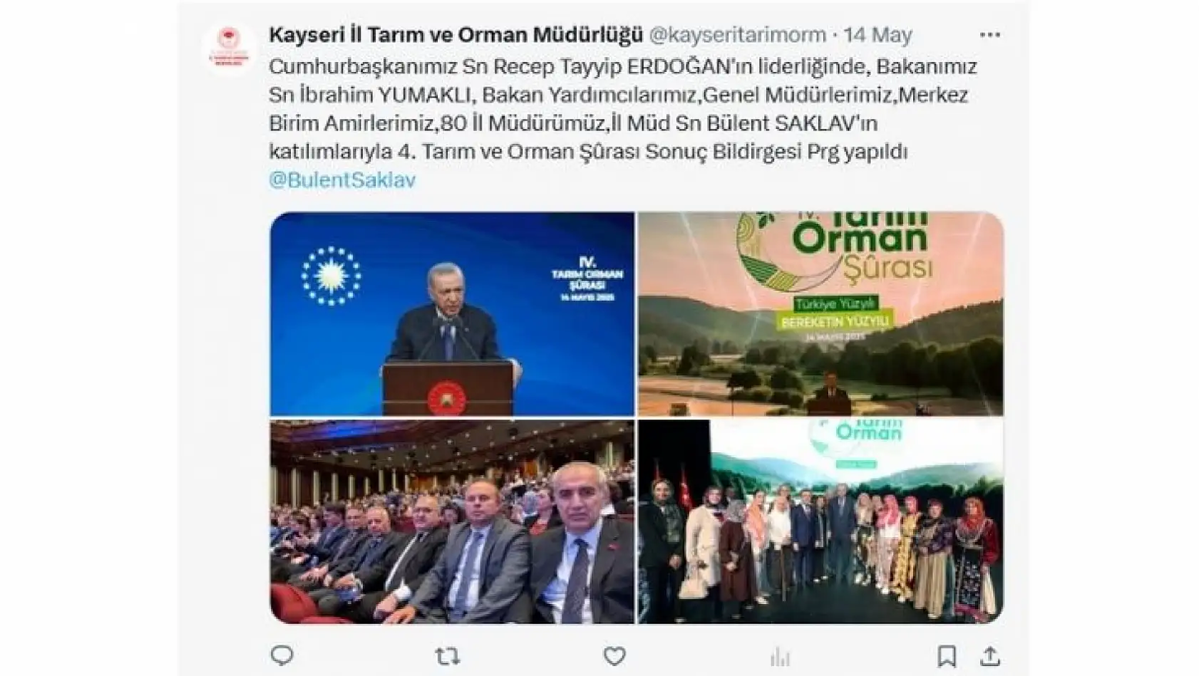 Kayseri'de 14 Mayıs Çarşamba günü sosyal medya hesaplarında neler paylaşıldı?