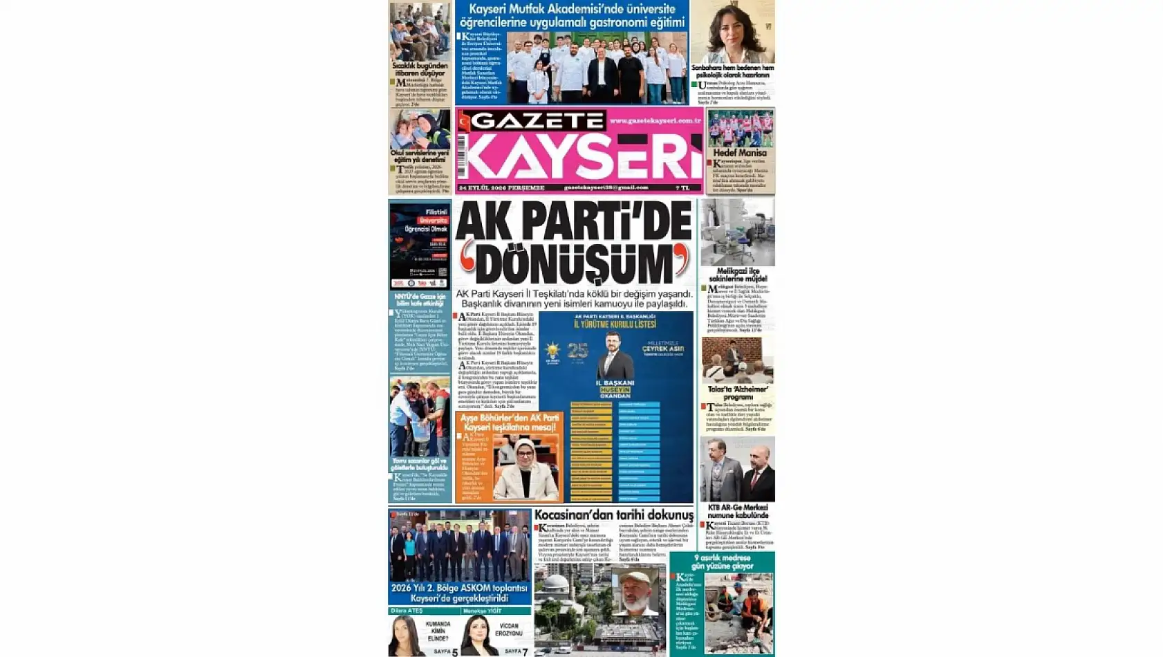 Kayseri yerel gazetelerinden 24 Eylül sabahına çarpıcı manşet haberleri! İşte detaylar...