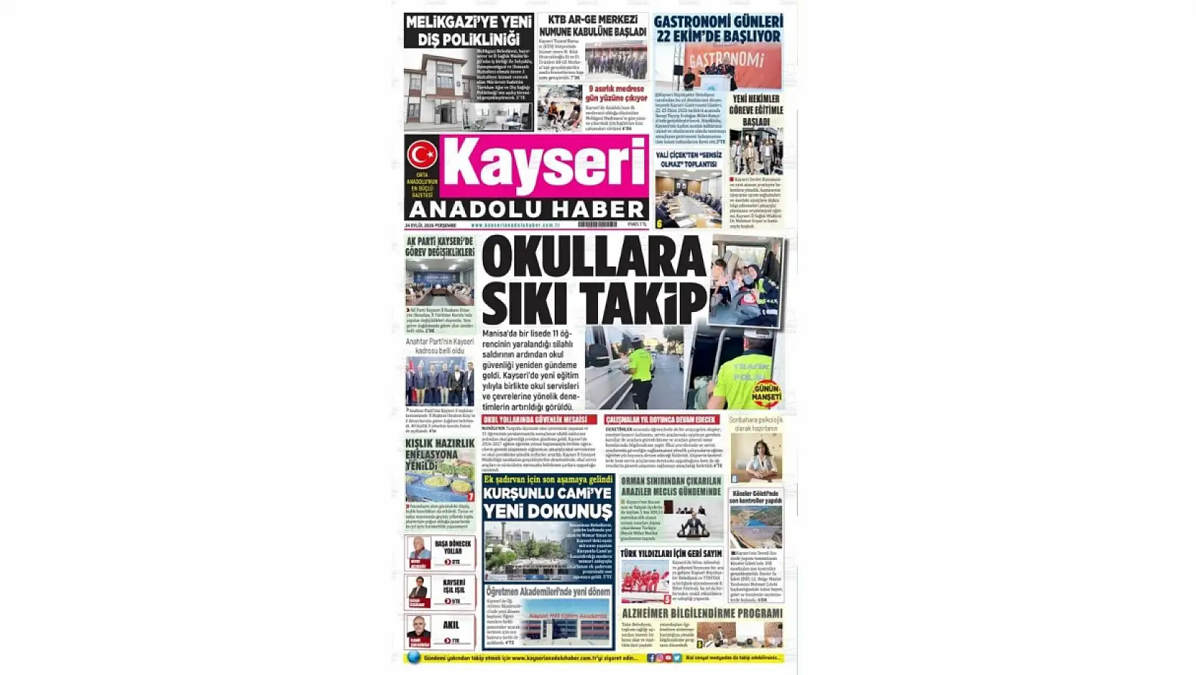 Kayseri yerel gazetelerinden 24 Eylül sabahına çarpıcı manşet haberleri! İşte detaylar...