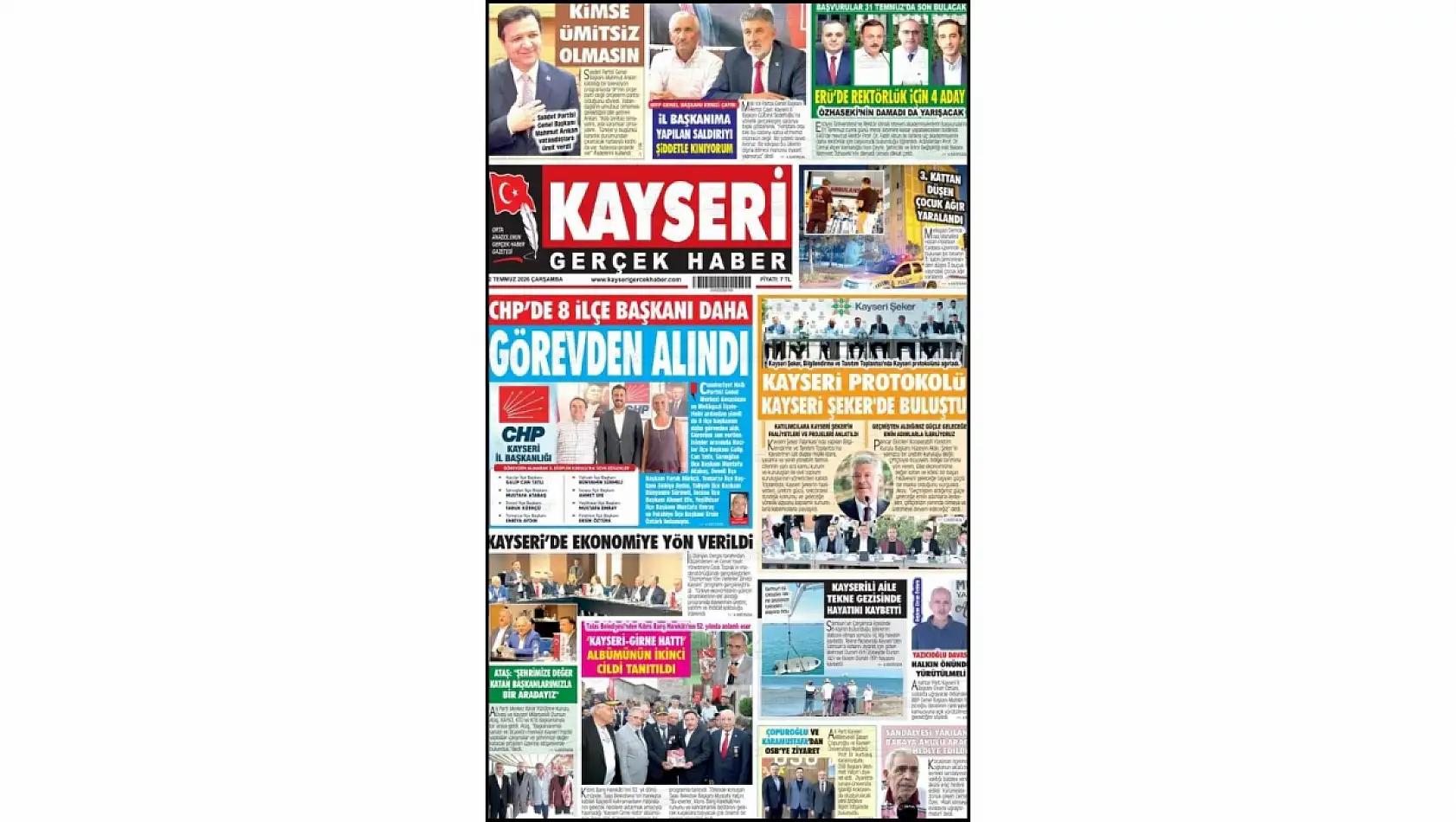 Kayseri yerel gazeteleri 22 Temmuz sabahına hangi manşetlerle çıktı?